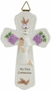 Pacific Giftware My First Communion Little Girl 十字架像細工磁器置物 幅6.75インチ