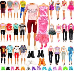 Barbie ミウナナロット21 PCSランダムな人形服の靴11.5インチの人形にセット、6個のケンボーイ服 + 3個の女の子の服 + 3個の女の子のファ