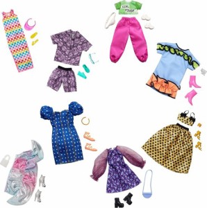 Barbie バービー服のマルチパックバービー人形の8つの完全な衣装、25枚以上のピースには、8つの衣装、8組の靴と8つのアクセサリー、3-8歳