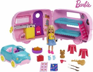 Barbie チェルシー人形、子犬、車、キャンピングカー、ファイヤーピット、ギター、10のアクセサリー、3-7歳のギフトを備えたバービークラ
