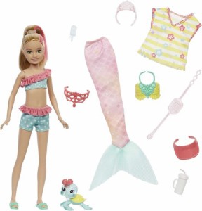 Barbie バービーマーメイドパワーステイシードール衣類、人魚の尾、ペット＆アクセサリー、3歳のおもちゃなどの10個のピース