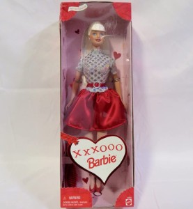 Barbie バービー1999バレンタインスペシャルエディション12インチ人形-xxxoooバービー人形グラマードレス、靴、ヘアブラシ