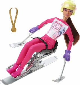 Barbie バービーウィンタースポーツパラアルパインスキーヤーブルネットドール（12インチ）シャツ、ズボン、ヘルメット、手袋、ポール、