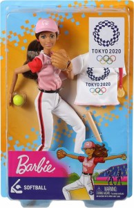 Barbie ソフトボールユニフォーム、東京2020ジャケット、メダル、ソフトボール、バット、グローブを3歳以上のバービーオリンピック2020ソ