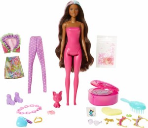 Barbie バービーの色が皮をむき出しのユニコーンファッションを明らかにする人形セットは、ピンクの皮むきやペット、2つのユニコーンにイ
