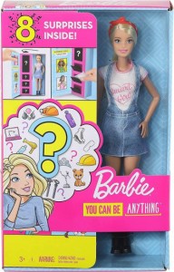 Barbie バービーサプライズドール、2つのキャリアルックスとアクセサリーを持つブロンド