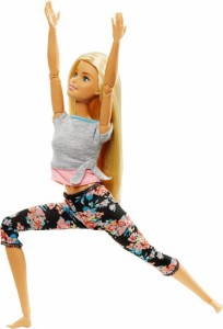 Barbie 22のジョイントとヨガの服、花、灰色で人形を動かすために作られたバービー