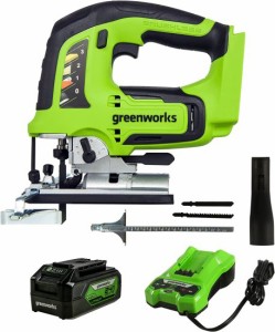 Greenworks 24V Brushless Jig Saw, 4.0Ah (USB Hub) Battery and Charger Included