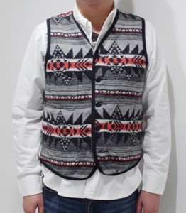 ダッパーズ ポリエステル ネイティブパターンブランケット ワークベスト Dappers Native Pattern Blanket Vest 1367