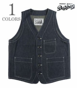 Dappers ダッパーズ 10oz.インディゴデニム|ワークベスト|大戦モデル『40s Style Work Vest Type WW II Model』【アメカジ・ワーク】1686