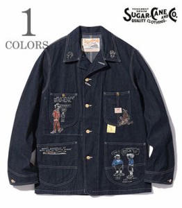 SUGAR CANE シュガーケーン カートゥーン|デニムワークコート|カバーオール『11oz. BLUE DENIM 1920s CARTOON WORK COAT』【アメカジ・ワ