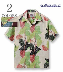 DUKE KAHANAMOKU デュークカハナモク 半袖|COTTON LINEN OPEN SHIRT『MONSTERA』【洋柄・アロハ】DK39093