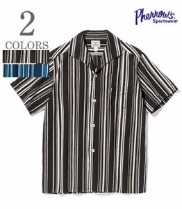 PHERROWS フェローズ 半袖|コットン|ストライプ|イタリアンカラーシャツ『ITALIAN COLLAR SHIRT』【アメカジ・ワーク】24S-PICS2