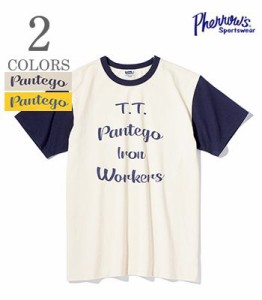 PHERROWS フェローズ 半袖|16番単天竺|天地引き|プリント|リンガーTシャツ『Pantego Iron Works SST』【アメカジ・ワーク】24S-PMT-TT1