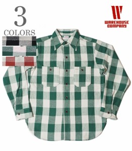 WAREHOUSE ウエアハウス 長袖|セルビッチフランネル|ワークシャツ|ワンウォッシュ『FLANNEL SHIRT A柄』【アメカジ・ワーク】3104A-23