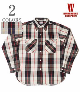 WAREHOUSE ウエアハウス 長袖|セルビッチフランネル|ワークシャツ|ワンウォッシュ『FLANNEL SHIRT B柄』【アメカジ・ワーク】3104B-23