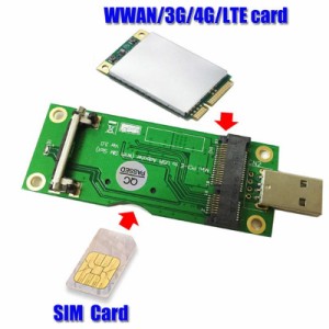 mini PCI-E → USB 変換アダプター SIMカードスロット付き WWAN/LTEモジュール対応