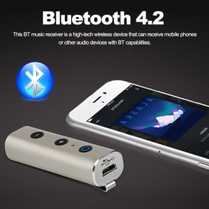 Bluetooth 4.2 クリップスタイル ワイヤレスレシーバ  ハンズフリー通話対応