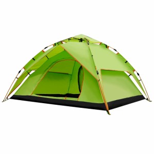 キャンプテント 2〜3人用 2WAY テント 二重層 設営簡単 UVカット ドーム型テント 防風 防災 耐水圧3000mm 花見 登山 キャンプ用品 緑色