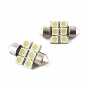 【特】 高輝度 T10x31mm 3ChipSMD6連 LEDルーム球 白 2個