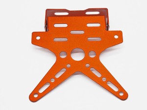 【特】バイク カスタム用　アルミ ナンバープレート 角度調整可ステー　橙色