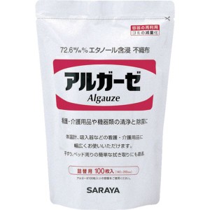 サラヤ(株) サラヤ エタノール含浸不織布ガーゼ アルガーゼ 100枚入詰替 42378 WO店