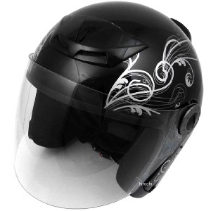 NBS バイクパーツセンター ジェットヘルメット グラフィック 黒 Lサイズ(59-60cm未満) WO店