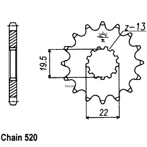 JT チェーン JT Chains スプロケット フロント 13T/520 91年-00年 LT-F160 スチール WO店