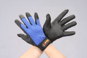 エスコ ESCO M ポリウレタン手袋(黒 青) EA353BG-76 WO店
