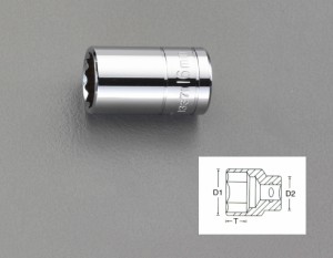 エスコ ESCO 1/2"sqx16 ソケット EA617DX-116 WO店