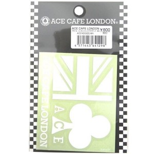 エースカフェロンドン ACE CAFE LONDON デカール ステッカー ユニオンジャック&クラブ 白 WO店