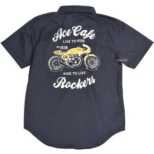 エースカフェロンドン ACE CAFE LONDON ワークシャツ Live to Ride ダークネイビー Lサイズ WO店