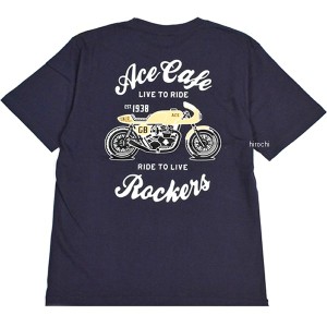 エースカフェロンドン ACE CAFE LONDON コットン Tシャツ Live to Ride ネイビー Sサイズ WO店