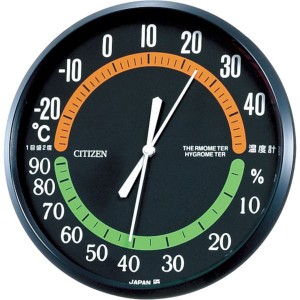 9CZ013002  リズム時計工業(株) シチズン アナログ温湿度計 ブラック 9CZ013-002 WO店