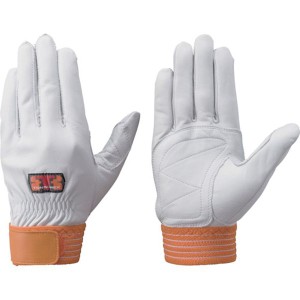 C308RL  (株)トンボ トンボレックス 牛革製手袋 ホワイト×オレンジ C-308R WO店