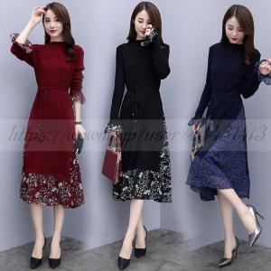 ワンピース レディース 秋冬 マキシ丈ワンピース 40代 長袖 ニット切り替え マキシ丈ワンピース 花柄ワンピ きれいめ 大きいサイズの通販はau Wowma ワウマ Polaris ポラリス 商品ロットナンバー