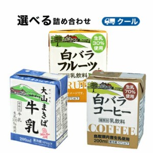 白バラ　コーヒー・フルーツ・大山まきば牛乳　選べるセット3種類×4本【200ml×12本入】クール便　紙パック