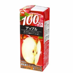 毎日牛乳 100％アップル　200ml× 24本入/3ケース　紙パック〔100% リンゴ フルーツ 果汁  りんご アップル apple フルーツジュース〕送