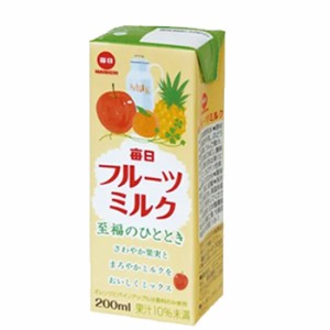 毎日牛乳　毎日フルーツミルク　200ml× 24本入　紙パック〔リンゴ フルーツ 果汁  りんご ミルク milk 乳飲料〕送料無料