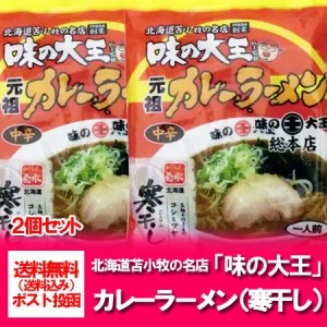 カレー ラーメン 送料無料 カレーラーメン 苫小牧 名店 味の大王 カレーラーメン 乾麺 1袋×2個 ラーメン スープ 付 だいおう ラーメン 