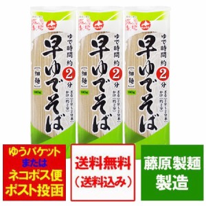 早ゆで蕎麦 送料無料 そば　蕎麦 乾麺 早ゆでそば 180 g×3束 蕎麦 細麺 そば 干しそば ポイント消化 メール便 食品 ポスト投函 麺類 そ