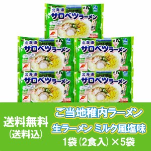 稚内 サロベツ ミルク風味 塩 生ラーメン 送料無料 生 ラーメン 牛乳 ミルク しお らーめんや ラーメンスープ 2食入 × 5袋 価格 3000円 