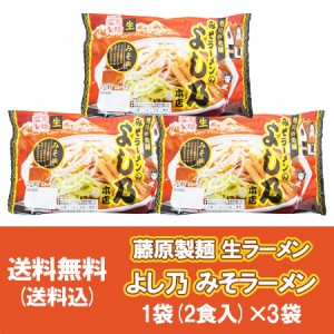 よし乃味噌ラーメン 送料無料 旭川 よし乃 生ラーメン 味噌 よしの みそ ラーメン 1袋(2食入)×3袋 味噌ラーメン 生麺 ラーメン スープ付