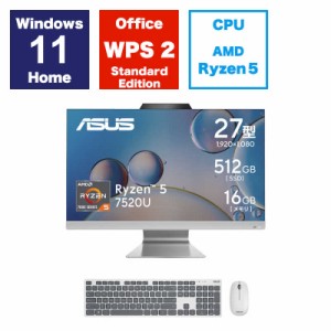 ASUS エイスース　デスクトップパソコン ［27型 /AMD Ryzen5 /メモリ：16GB /SSD：512GB］ ホワイト　M3702WFAK-WA063W