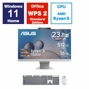 ASUS エイスース　デスクトップパソコン ［23.8型 /AMD Ryzen5 /メモリ：16GB /SSD：512GB］ ホワイト　M3402WFAK-WA054W