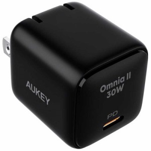 AUKEY　ACアダプター TypeC 30W PD ブラック ［1ポート /USB Power Delivery対応 /GaN(窒化ガリウム) 採用］　PA-B1L-BK