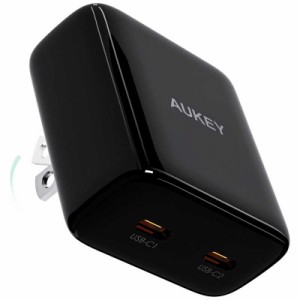 AUKEY　USB充電器 Minima Duo 35W ブラック［USB-C 2ポート/USB Power Delivery対応/GaN(窒化ガリウム) 採用］　PA-U4-BK