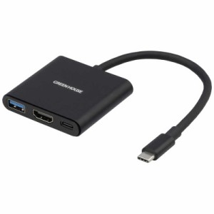 グリーンハウス　USB3.2 Gen1 ドッキングステーション 3in1 ブラック ［USB Power Delivery対応］　GH-MHC3A-BK