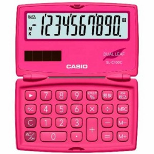 カシオ　CASIO　カラフル電卓(10桁)　SL-C100C-RD-N ビビッドピンク