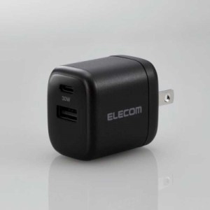 エレコム　ELECOM　AC充電器／USB充電器／USB Power Delivery準拠／30W／USB-C1ポート／USB-A1ポート／スイングプラグ／ブラック 　MPA-A